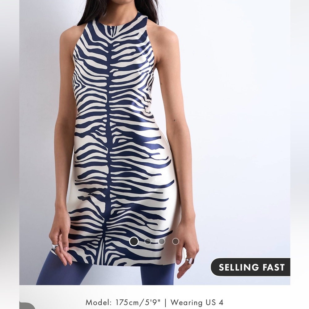 Topshop Zebra Print buckle back high neck / halter Dress